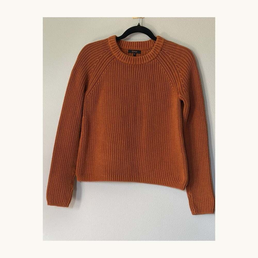 Quince Crew Neck Sweater Size S Brown Organic Cotton Ribbed